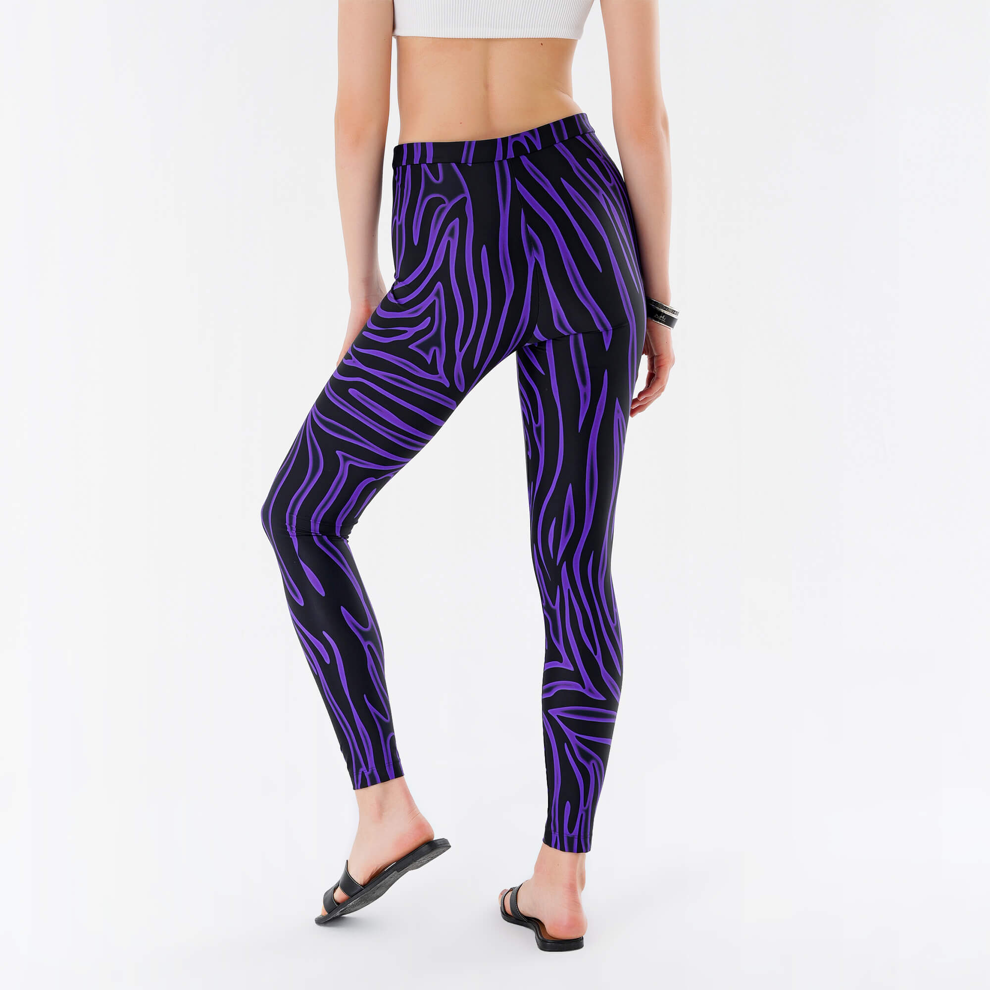 Versace- Purple & Black  Zebra Printed Leggings IT42